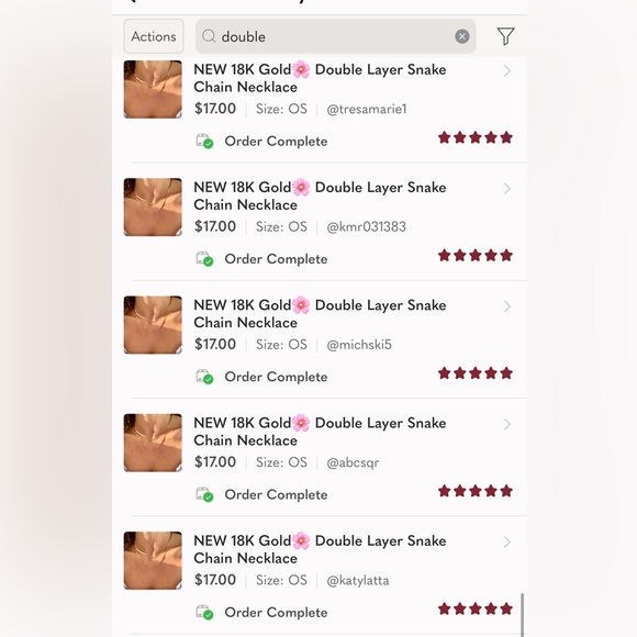 18K Gold Plated Double Flat Thin Snake Chain Clavicle Chain (Gold/Double Layer) - Picture 5 of 7